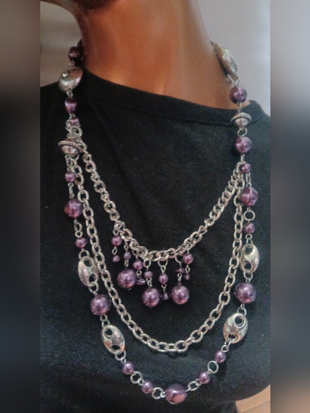 Layered Purple Bead Multi-Chain Necklace - Paparazzi